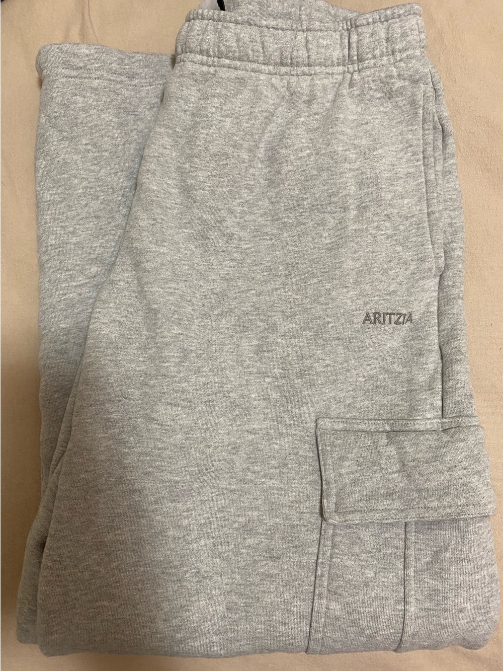 Aritzia Cozy Fleece Mega Cargo Sweatpants in Heather Chrome M Short